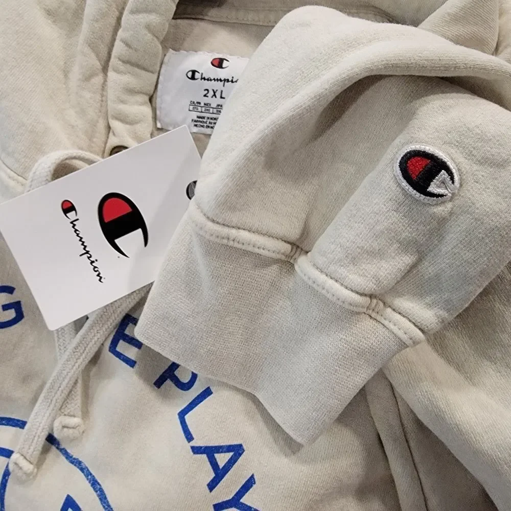 NWT Champion Beige Mineral Dye Graphic Hoodie Size 2XL